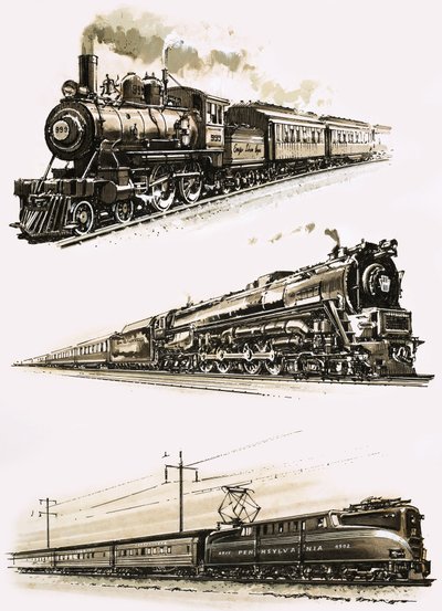 Montage of US Trains by John S. Smith