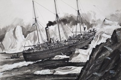 The Roosevelt Smashing Through Ice to Get to the North Pole by John S. Smith