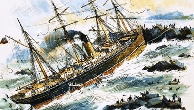 Unidentified Steam Ship Crashes into Rocks by John S. Smith