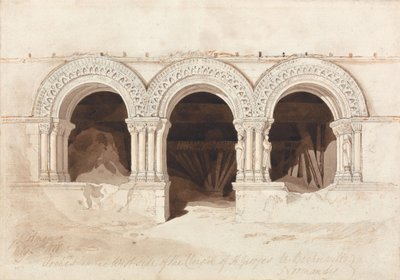 Arches in the West Side of the Cloister of Saint Georges de Bocherville, near Rouen, Normandy by John Sell Cotman