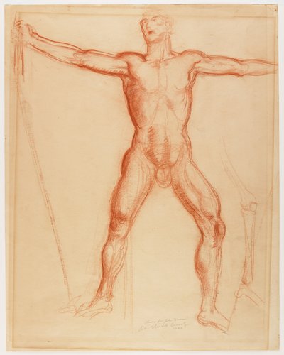 Study for the figure of John Brown in the "Tragic Prelude" mural for the Kansas Statehouse by John Steuart Curry