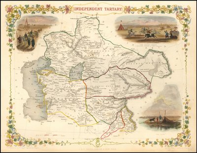 1851 Map of Independent Tartary by John Tallis