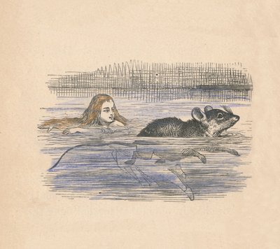 Alice Swimming with a Mouse in a Pool, 1889 by John Tenniel