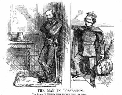 Unification of Italy: Victor Emmanuel II Knocking on the Door of Naples by John Tenniel