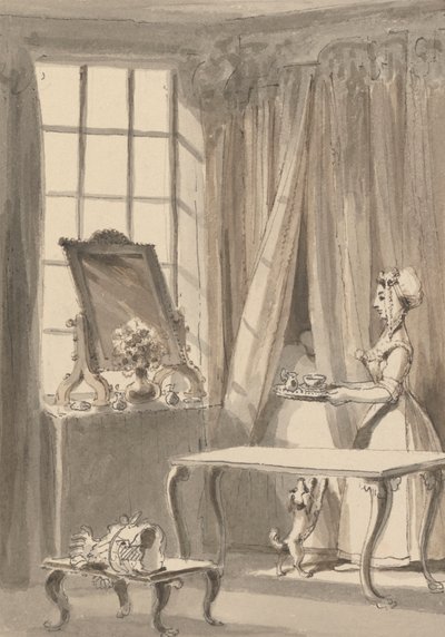 Hogarth Has Made Breakfast and Sends up a Cup to His Wife at the Same Time Ordering the Little Dog to be Admitted to Her Mistress
