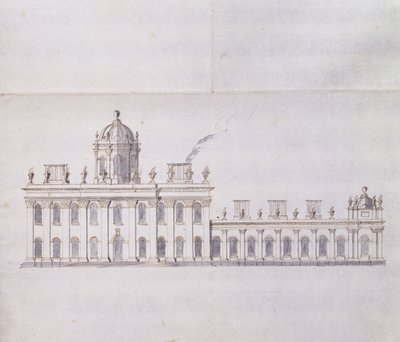 Castle Howard, Yorkshire: A Schematic pencil Sketch showing the Development of the Forecourt Wings, c.1699 by John Vanbrugh