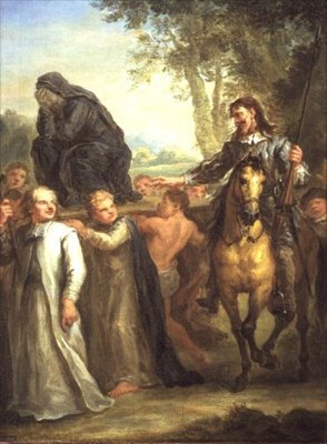 Don Quixote Mistakes a Statue of the Virgin Mary, Being Carried in Procession, as a Woman Taken Against Her Will by John Vanderbanck