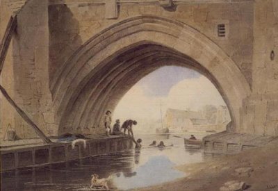 Children Swimming Under Ouse Bridge in York by John Varley