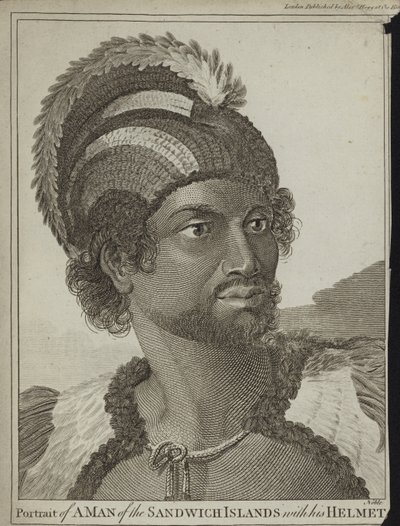 A Man of the Sandwich Islands with his Helmet by John Webber