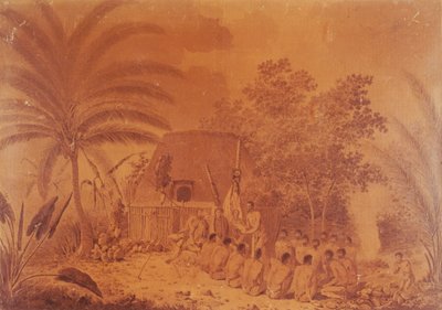 Offerings to Captain James Cook, engraving by John Webber, Polynesia 18th Century by John Webber