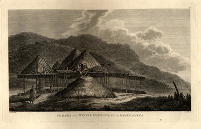 Summer and Winter Habitations in Kamchatka from the Voyage to the Pacific Ocean, 1785 by John Webber