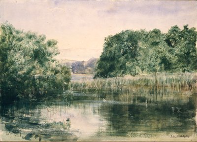 View of a Lake with Trees by John William Inchbold