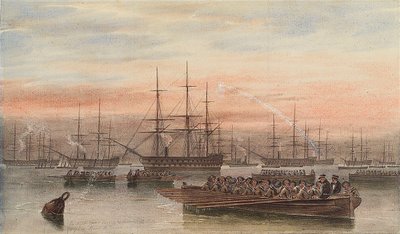 The Baltic Fleet at Night with Ship