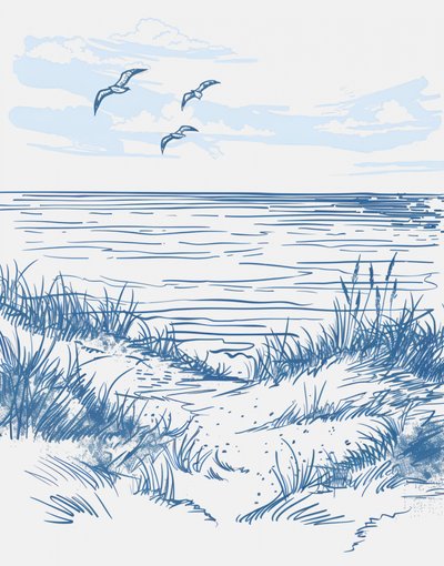 Blue Coastal Serenity by Jolly and Dash
