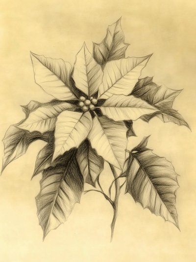 Elegant Poinsettia Drawing by Jolly and Dash
