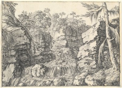 A Waterfall between Rocky Cliffs by Jonas Umbach