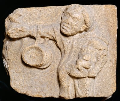 Carved Stone Depicting a Monk Carrying Items, Muchelney Abbey, Somerset, c2010 by Jonathan Bailey