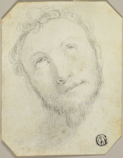 Head of Bearded Man Looking Upwards by Jonathan Richardson the Elder