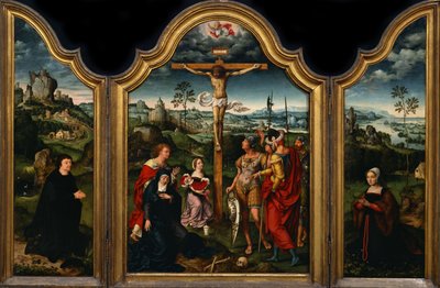 Triptych: The Crucifixion with Donor and His Wife by Joos van Cleve