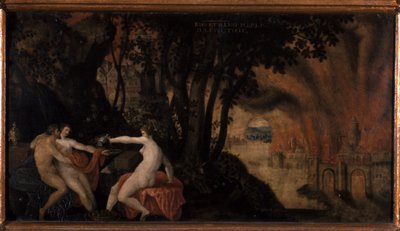 Lot and his daughters under roses and laurel trees by Joos or Jodocus van Winghe