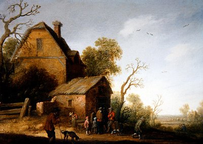 A Wooded Landscape with Figures and Dogs by Joost Cornelisz. Droochsloot