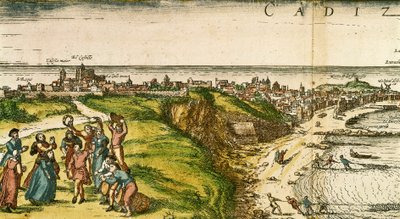 Cadiz, Spain, etching after a drawing by Joris Hoefnagel by Joris (after) Hoefnagel