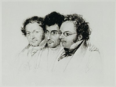 Johann Baptist Jenger, Anselm Huettenbrenner, and Franz Schubert by Josef Eduard Teltscher