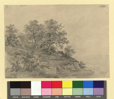 Wooded Hill with Farmhouse by Josef Kriehuber