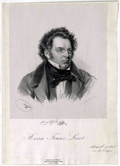 Franz Schubert Lithograph by Josef Kriehuber