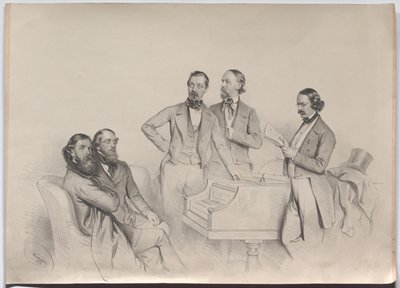 Austrian Composers; Heinrich Proch, Franz von Suppé, Karl Binder, Anton Emil Titl, Anton Maria Storch by Josef Kriehuber