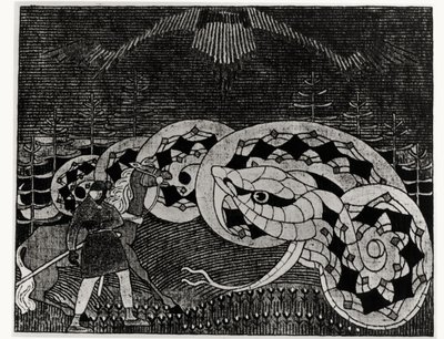 Seppo Ilmarinen Ploughing the Field of Snakes, Illustration from 
