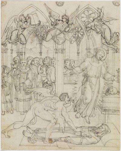 Dispute of St. Francis with Satan over the Soul of Monk Guido da Montefeltro (Dante Inferno, Canto 27, V 112) by Joseph Anton Koch