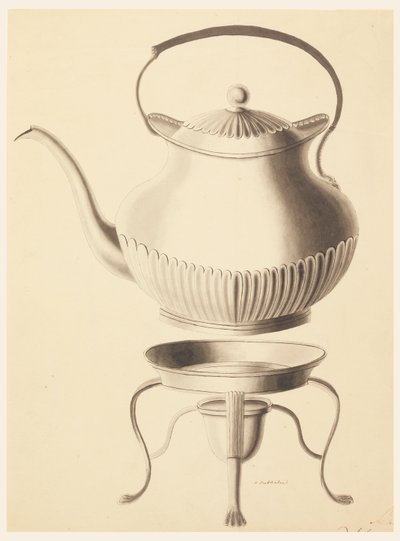 Design for a Water Kettle with Stand by Joseph Anton Seethaler Ii