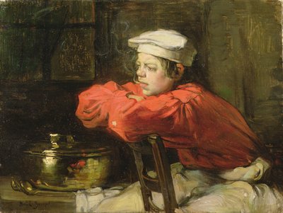 Kitchen boy on a cigarette break by Joseph Bail