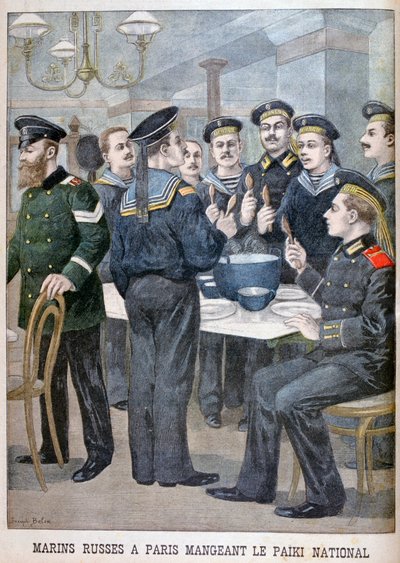 Russian Marines Eating Paiki in Paris by Joseph Belon
