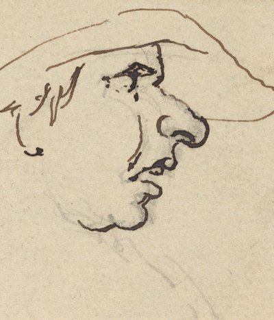 Profile of Man with Large Nose Wearing Hat by Joseph Cartwright