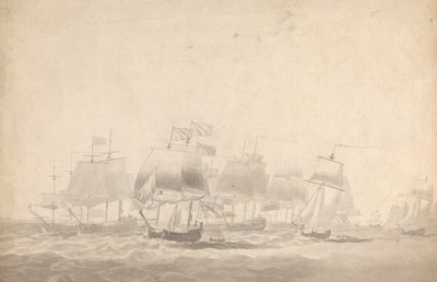 Several Ships in Formation for Battle in Heavy Seas by Joseph Cartwright