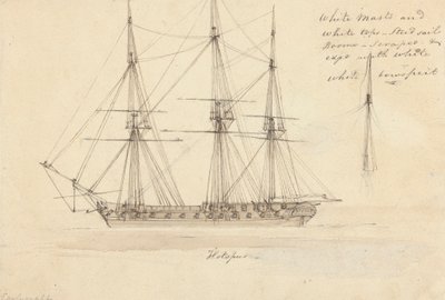 Side View of Single Corvette and Top of Single Mast, Hotspur by Joseph Cartwright