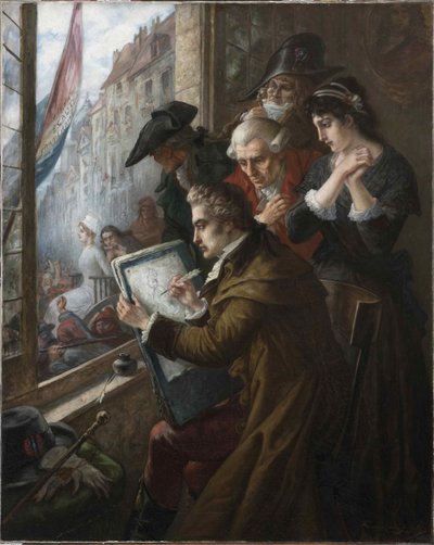 Jacques-Louis David Drawing Marie-Antoinette Led to Her Execution by Joseph Emanuel Van Den Bussche