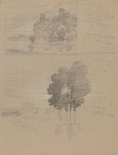 Two Sketches of a Castle and of Trees; Morning and Evening by Joseph Farington
