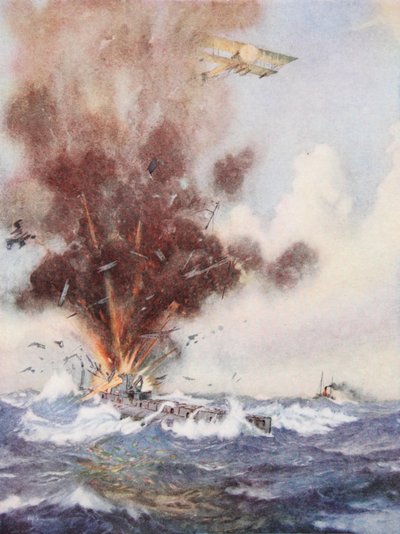 Squadron-Commander A.W. Bigsworth Attacks with Bombs a German Submarine by Joseph Harold Swanwick