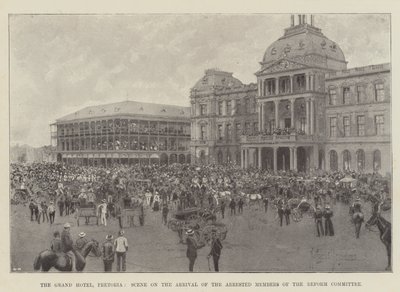 The Grand Hotel, Pretoria, Scene on the Arrival of the Arrested Members of the Reform Committee by Joseph Holland Tringham