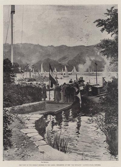 The Visit of the German Emperor to the Lakes, embarking at the Old England Landing-Stage, Bowness by Joseph Holland Tringham