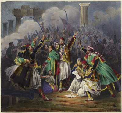 Scene of Celebration with Figures in Traditional Dress by Joseph Louis Hippolyte Bellange