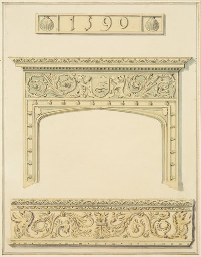 Chimneypiece and beam in upper room and cornice in lower room, 9 Small Street by Joseph Manning