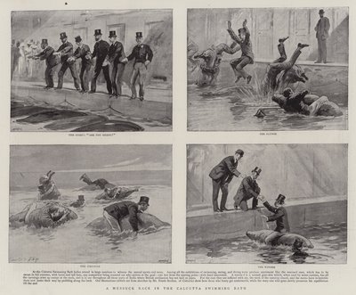 A Mussuck Race in the Calcutta Swimming Bath by Joseph Nash