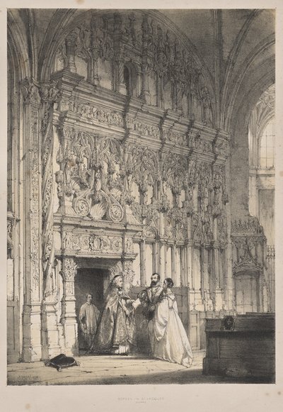 Architecture of the Middle Ages: Screen in St. Jacques, Dieppe by Joseph Nash