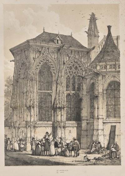 Architecture of the Middle Ages: St. Jacques, Dieppe, East End, Exterior by Joseph Nash