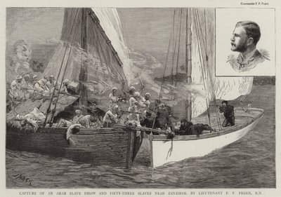 Capture of an Arab Slave Dhow and Fifty-Three Slaves Near Zanzibar, by Lieutenant F. F. Fegen, RN by Joseph Nash