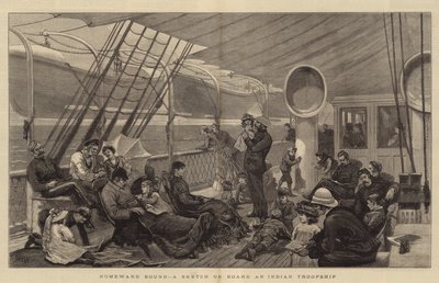 Homeward Bound, a Sketch on Board an Indian Troopship by Joseph Nash